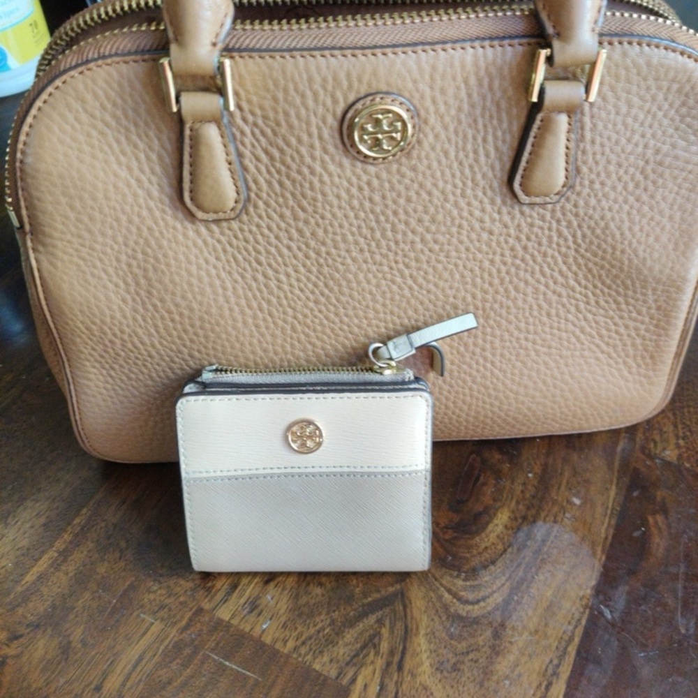 Tory Burch Brown and Gold Satchel (wallet not included)